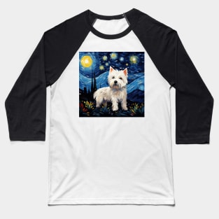 West Highland White Terrier Painted in Van Goh Style Baseball T-Shirt